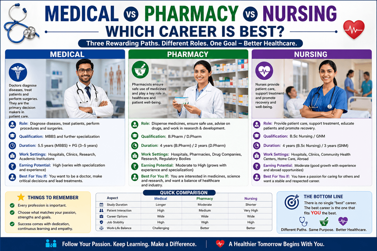 Medical vs Pharmacy vs Nursing